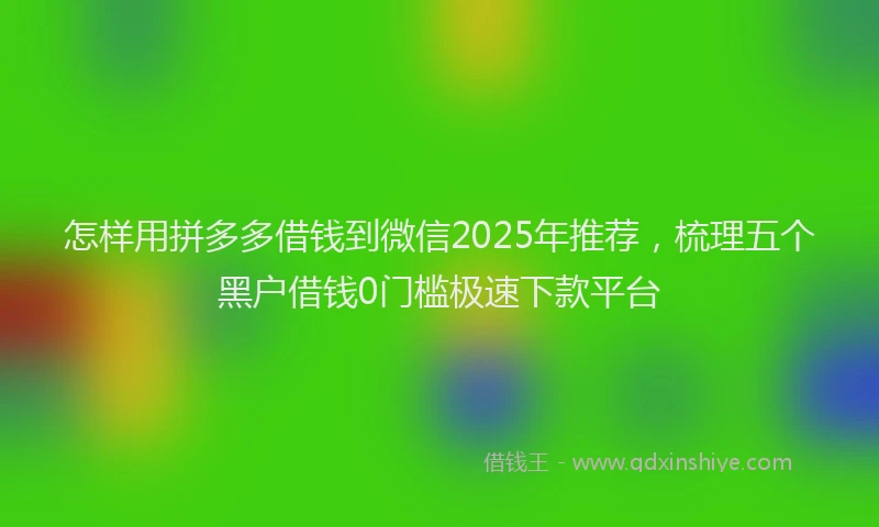 怎样用拼多多借钱到微信2025年推荐，梳理五个黑户借钱0门槛极速下款平台