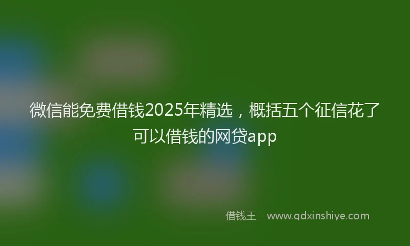 微信能免费借钱2025年精选，概括五个征信花了可以借钱的网贷app