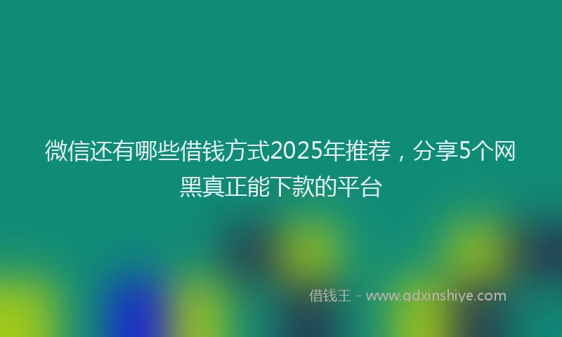 微信还有哪些借钱方式2025年推荐，分享5个网黑真正能下款的平台