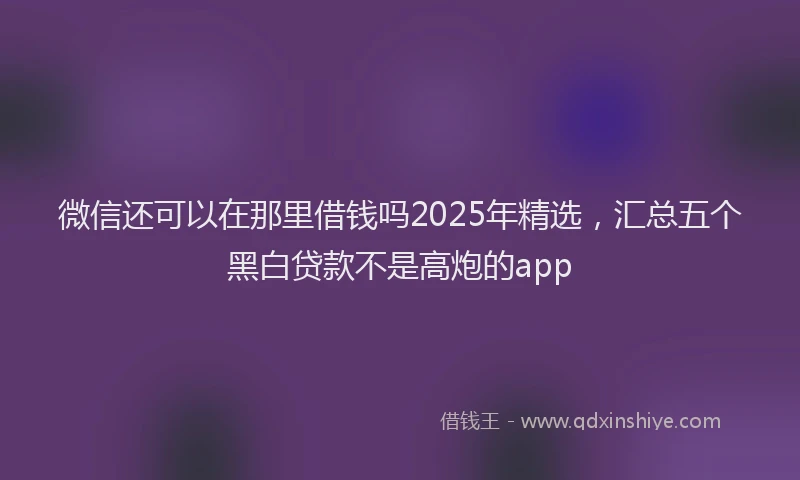 微信还可以在那里借钱吗2025年精选，汇总五个黑白贷款不是高炮的app
