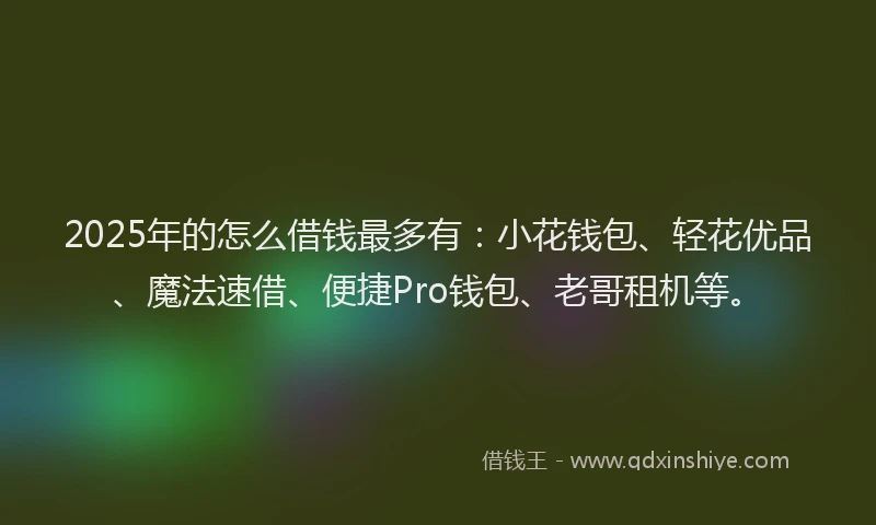 2025年的怎么借钱最多有：小花钱包、轻花优品、魔法速借、便捷Pro钱包、老哥租机等。