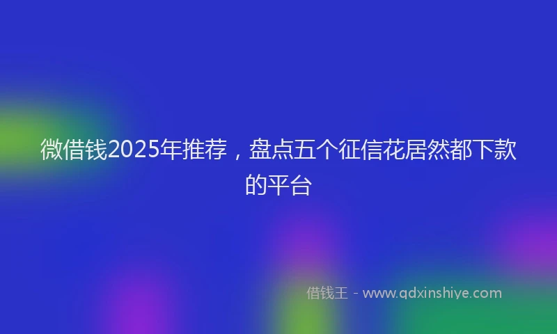 微借钱2025年推荐，盘点五个征信花居然都下款的平台