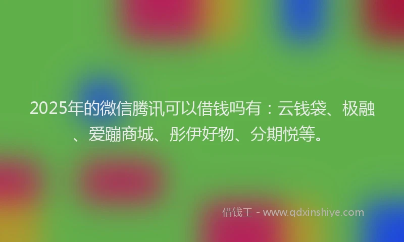 2025年的微信腾讯可以借钱吗有：云钱袋、极融、爱蹦商城、彤伊好物、分期悦等。