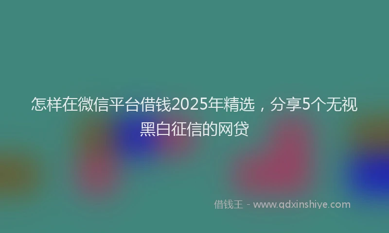 怎样在微信平台借钱2025年精选，分享5个无视黑白征信的网贷