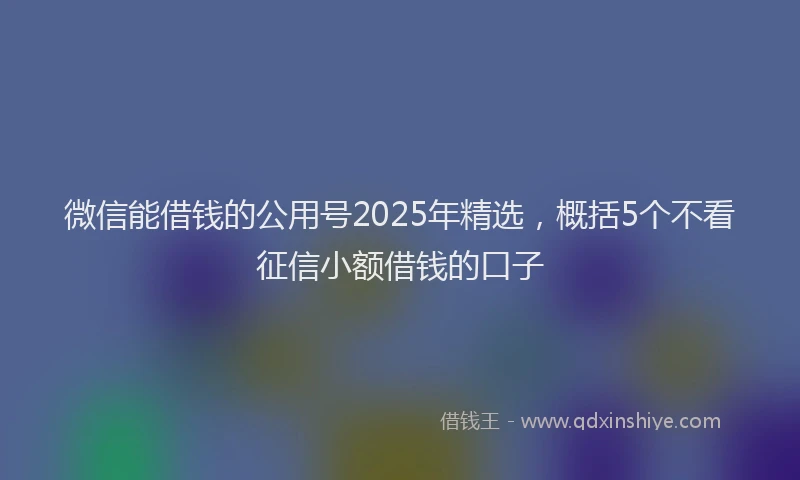 微信能借钱的公用号2025年精选，概括5个不看征信小额借钱的口子