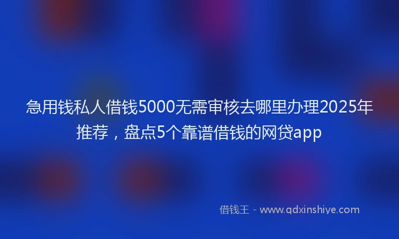 急用钱私人借钱5000无需审核去哪里办理2025年推荐，盘点5个靠谱借钱的网贷app