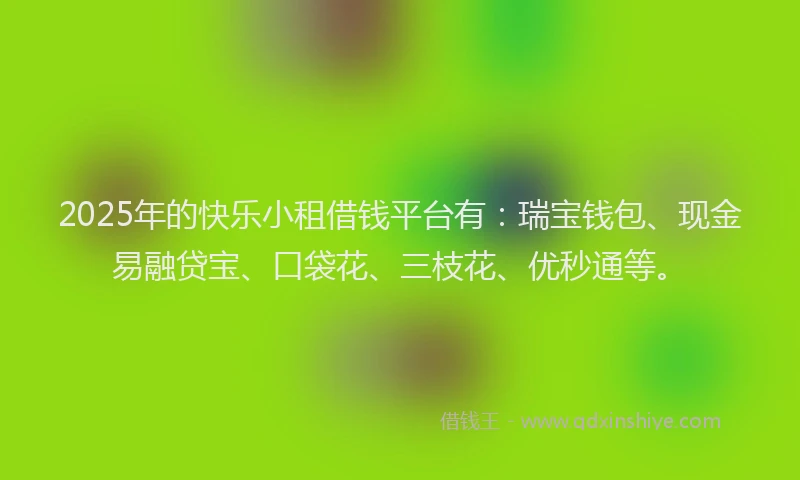 2025年的快乐小租借钱平台有：瑞宝钱包、现金易融贷宝、口袋花、三枝花、优秒通等。