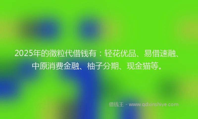 2025年的徵粒代借钱有：轻花优品、易借速融、中原消费金融、柚子分期、现金猫等。