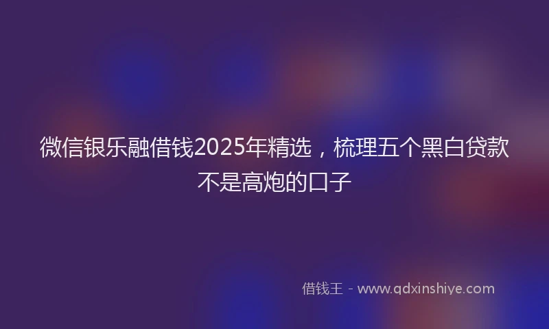 微信银乐融借钱2025年精选，梳理五个黑白贷款不是高炮的口子