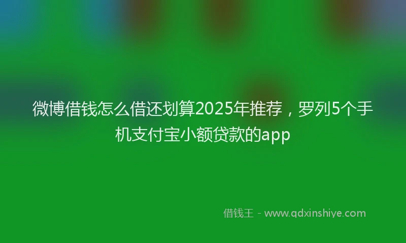 微博借钱怎么借还划算2025年推荐，罗列5个手机支付宝小额贷款的app