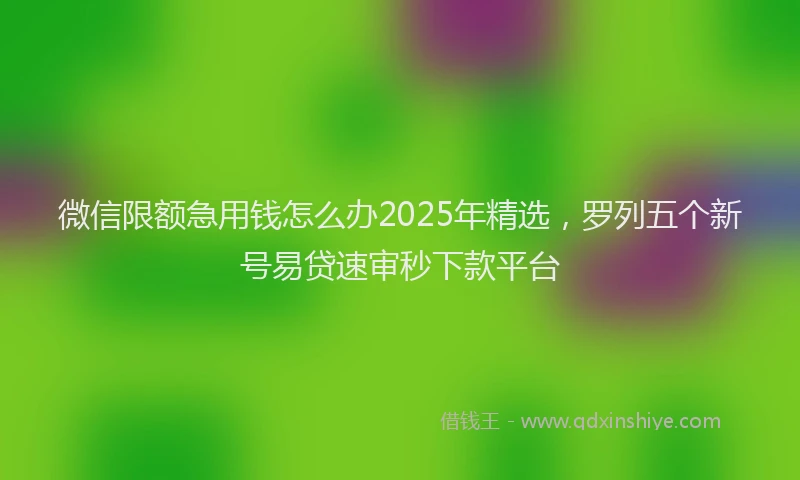 微信限额急用钱怎么办2025年精选，罗列五个新号易贷速审秒下款平台