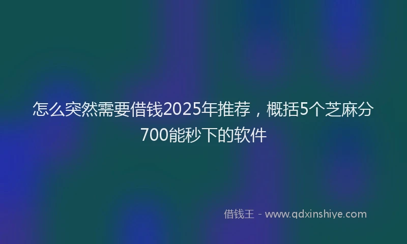 怎么突然需要借钱2025年推荐，概括5个芝麻分700能秒下的软件
