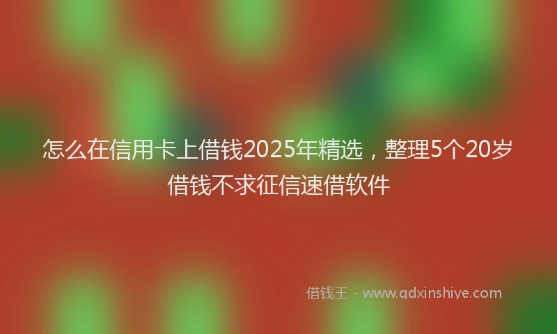 怎么在信用卡上借钱2025年精选，整理5个20岁借钱不求征信速借软件