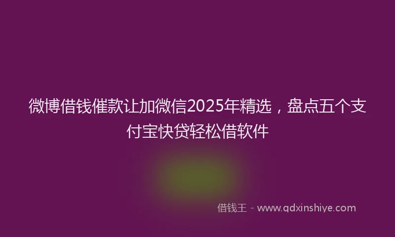 微博借钱催款让加微信2025年精选，盘点五个支付宝快贷轻松借软件