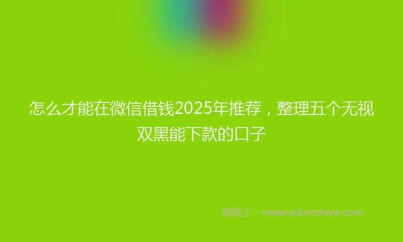怎么才能在微信借钱2025年推荐，整理五个无视双黑能下款的口子