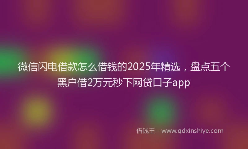 微信闪电借款怎么借钱的2025年精选，盘点五个黑户借2万元秒下网贷口子app