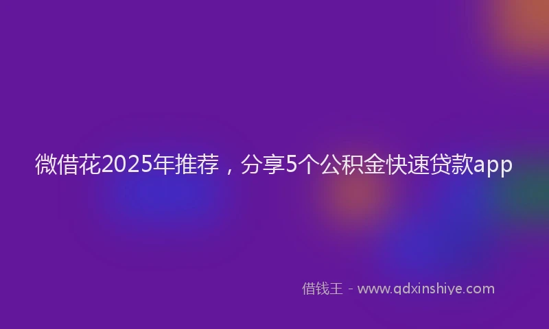 微借花2025年推荐，分享5个公积金快速贷款app