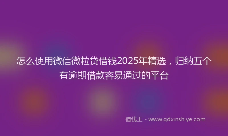 怎么使用微信微粒贷借钱2025年精选，归纳五个有逾期借款容易通过的平台