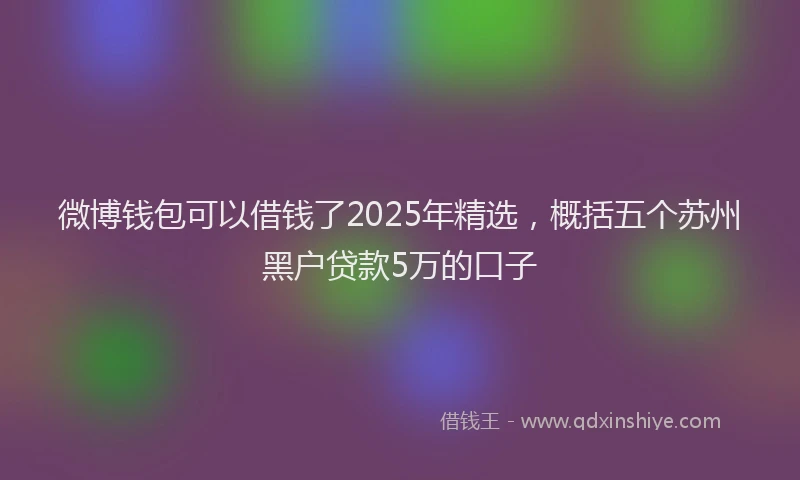微博钱包可以借钱了2025年精选，概括五个苏州黑户贷款5万的口子