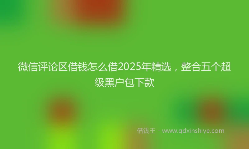 微信评论区借钱怎么借2025年精选，整合五个超级黑户包下款