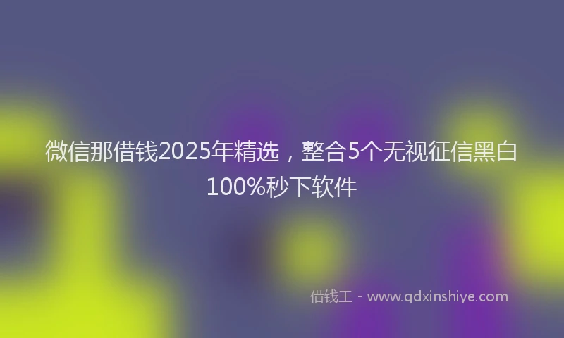 微信那借钱2025年精选，整合5个无视征信黑白100%秒下软件
