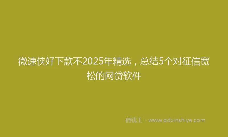 微速侠好下款不2025年精选，总结5个对征信宽松的网贷软件