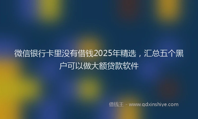 微信银行卡里没有借钱2025年精选，汇总五个黑户可以做大额贷款软件