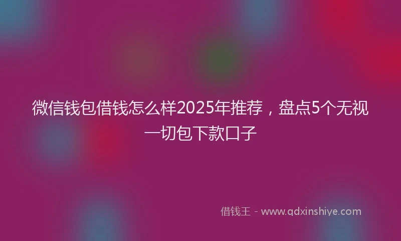 微信钱包借钱怎么样2025年推荐，盘点5个无视一切包下款口子