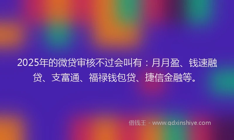 2025年的微贷审核不过会叫有：月月盈、钱速融贷、支富通、福禄钱包贷、捷信金融等。