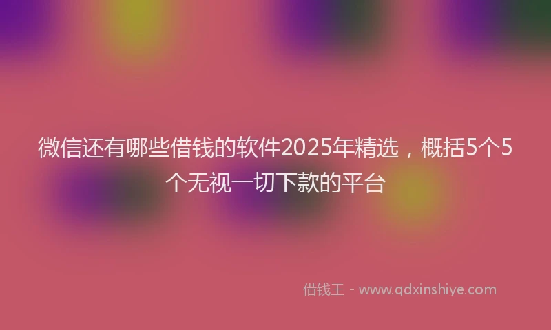 微信还有哪些借钱的软件2025年精选，概括5个5个无视一切下款的平台