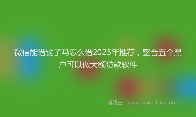 微信能借钱了吗怎么借2025年推荐，整合五个黑户可以做大额贷款软件