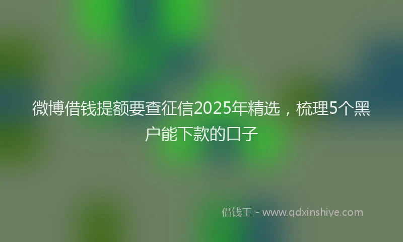 微博借钱提额要查征信2025年精选，梳理5个黑户能下款的口子