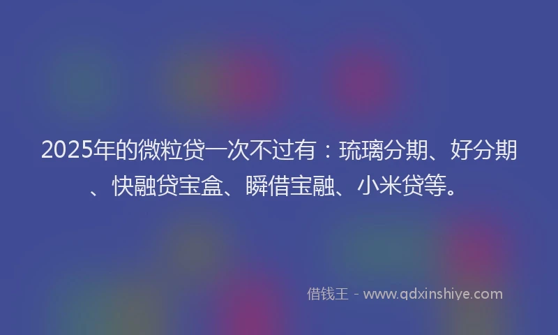 2025年的微粒贷一次不过有：琉璃分期、好分期、快融贷宝盒、瞬借宝融、小米贷等。