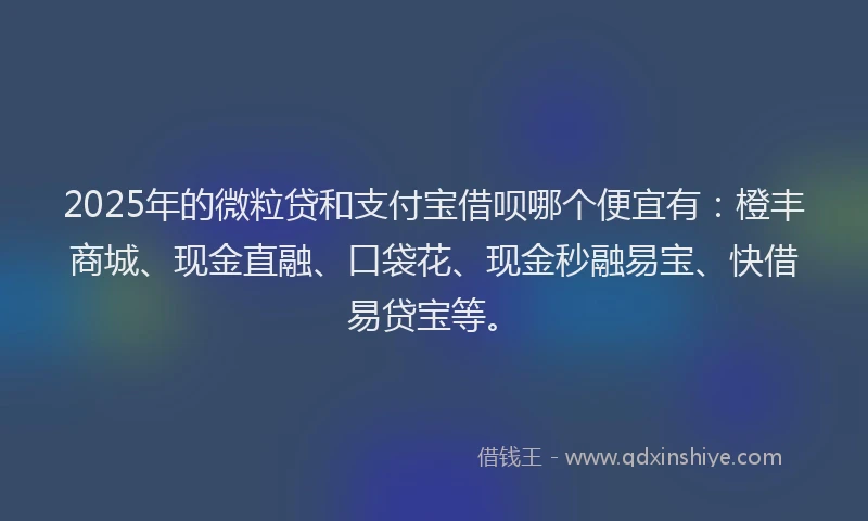 2025年的微粒贷和支付宝借呗哪个便宜有：橙丰商城、现金直融、口袋花、现金秒融易宝、快借易贷宝等。