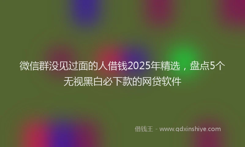 微信群没见过面的人借钱2025年精选，盘点5个无视黑白必下款的网贷软件
