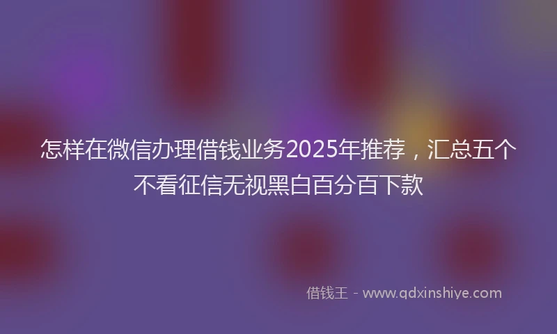 怎样在微信办理借钱业务2025年推荐，汇总五个不看征信无视黑白百分百下款