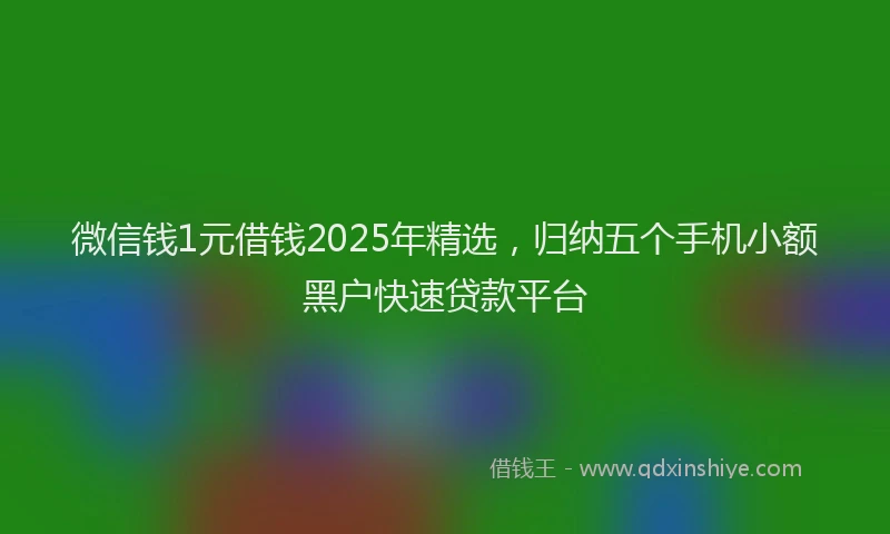微信钱1元借钱2025年精选，归纳五个手机小额黑户快速贷款平台