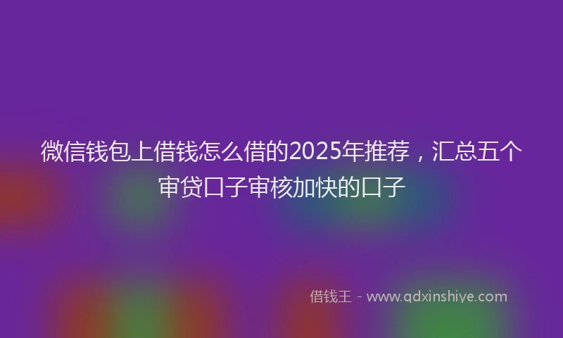 微信钱包上借钱怎么借的2025年推荐，汇总五个审贷口子审核加快的口子