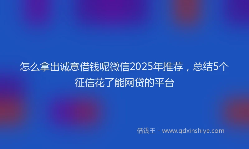 怎么拿出诚意借钱呢微信2025年推荐，总结5个征信花了能网贷的平台