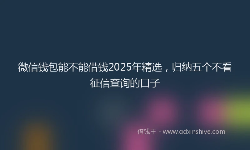 微信钱包能不能借钱2025年精选，归纳五个不看征信查询的口子