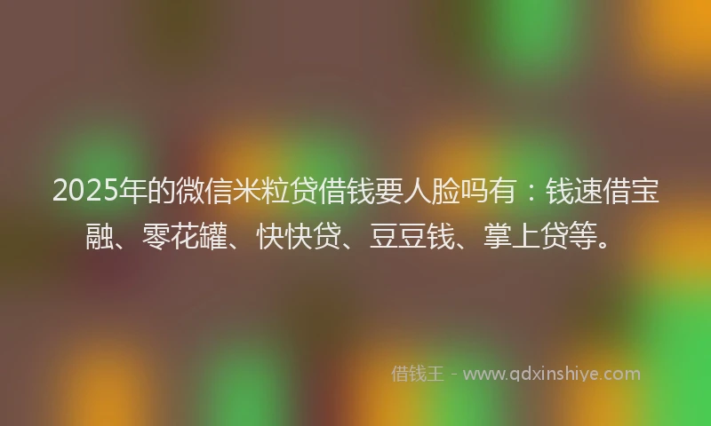2025年的微信米粒贷借钱要人脸吗有：钱速借宝融、零花罐、快快贷、豆豆钱、掌上贷等。
