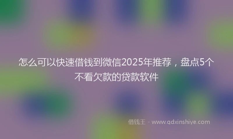 怎么可以快速借钱到微信2025年推荐，盘点5个不看欠款的贷款软件