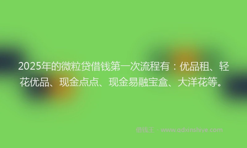 2025年的微粒贷借钱第一次流程有：优品租、轻花优品、现金点点、现金易融宝盒、大洋花等。