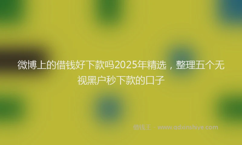 微博上的借钱好下款吗2025年精选，整理五个无视黑户秒下款的口子