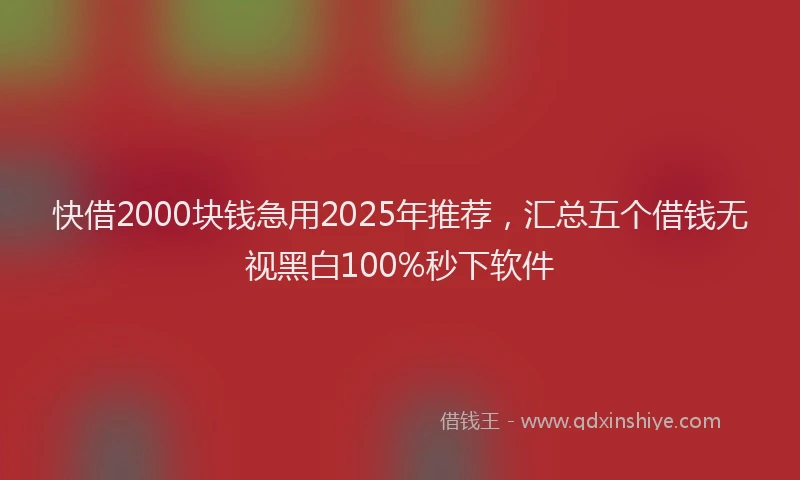 快借2000块钱急用2025年推荐，汇总五个借钱无视黑白100%秒下软件