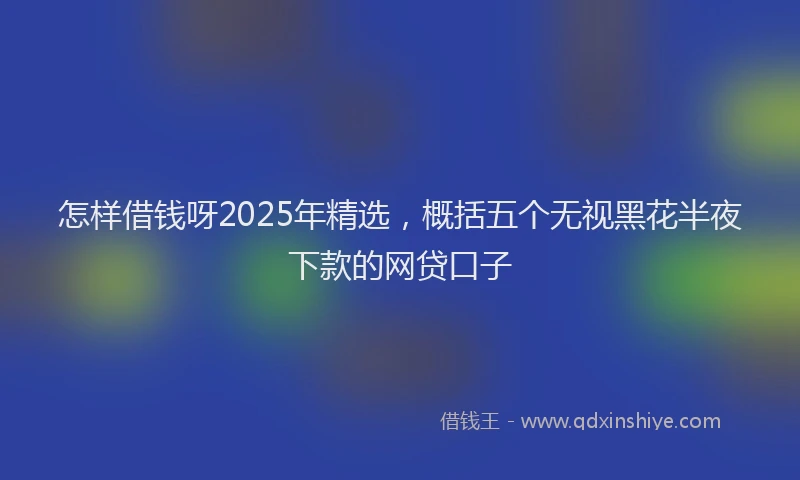 怎样借钱呀2025年精选，概括五个无视黑花半夜下款的网贷口子