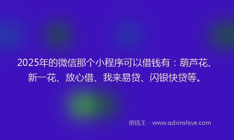 2025年的微信那个小程序可以借钱有：葫芦花、新一花、放心借、我来易贷、闪银快贷等。