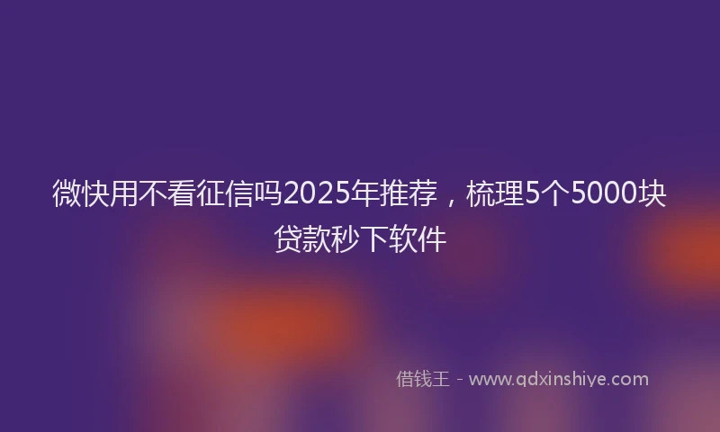 微快用不看征信吗2025年推荐，梳理5个5000块贷款秒下软件