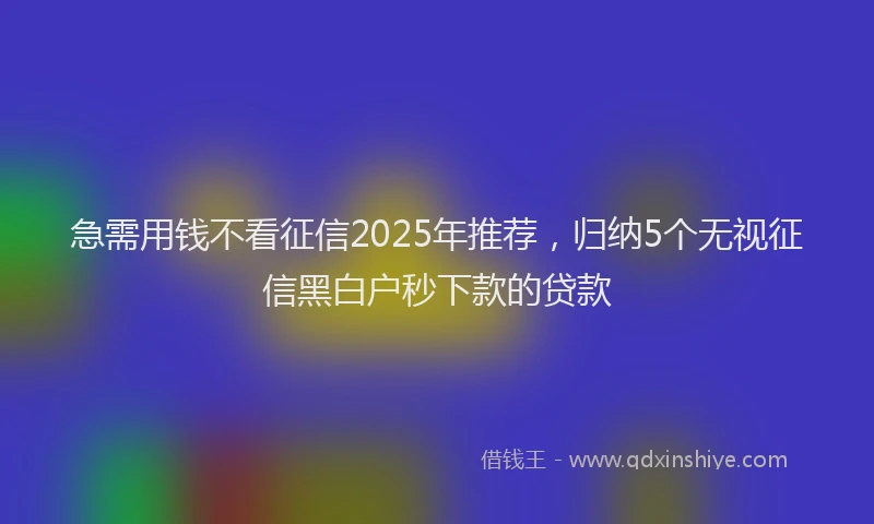 急需用钱不看征信2025年推荐，归纳5个无视征信黑白户秒下款的贷款