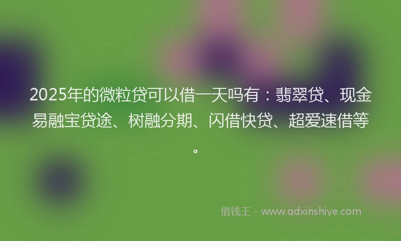 2025年的微粒贷可以借一天吗有：翡翠贷、现金易融宝贷途、树融分期、闪借快贷、超爱速借等。